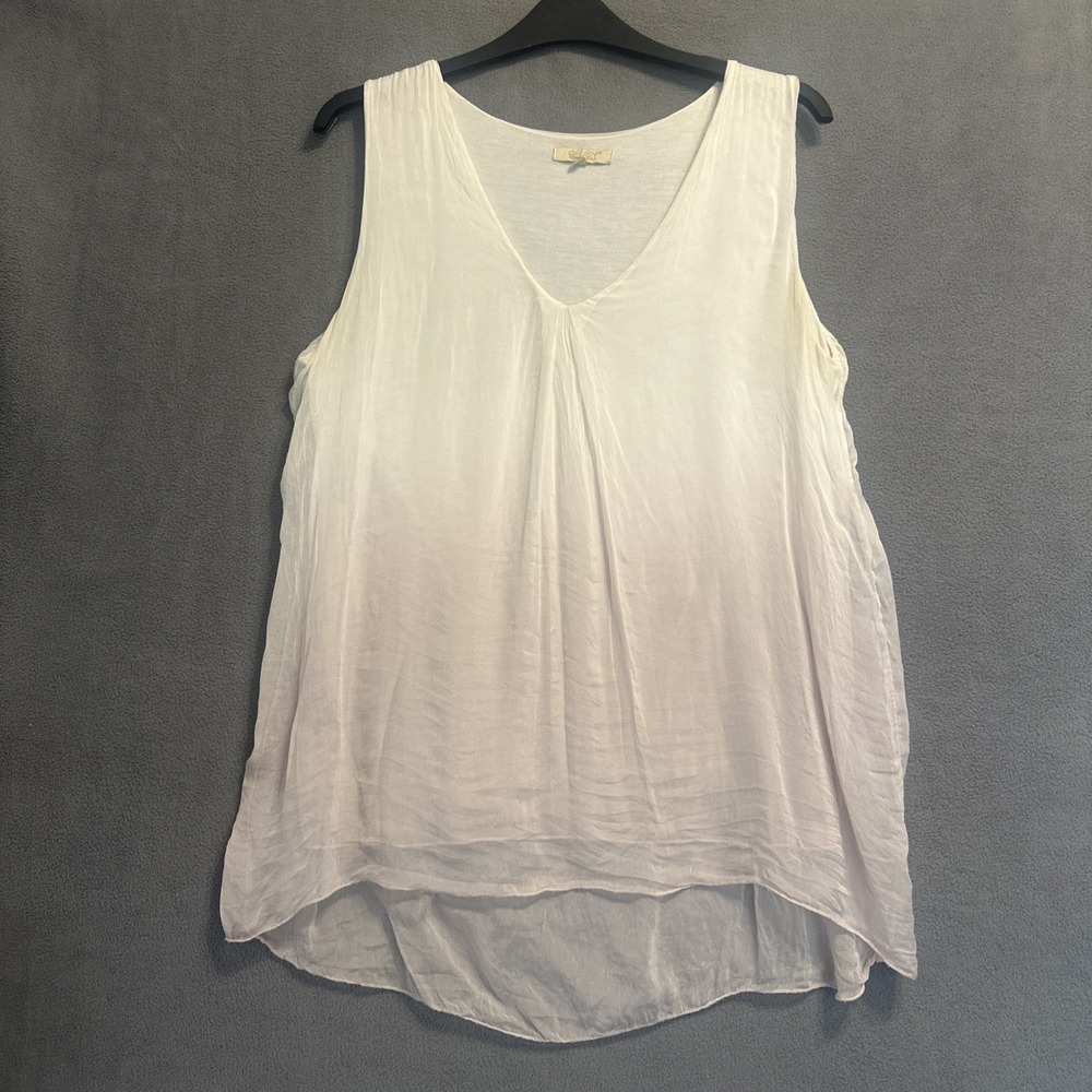 Giusy Silk Chiffon Ombre Top L Fairy Ethereal Boho Feminine Flowy Made in Italy
